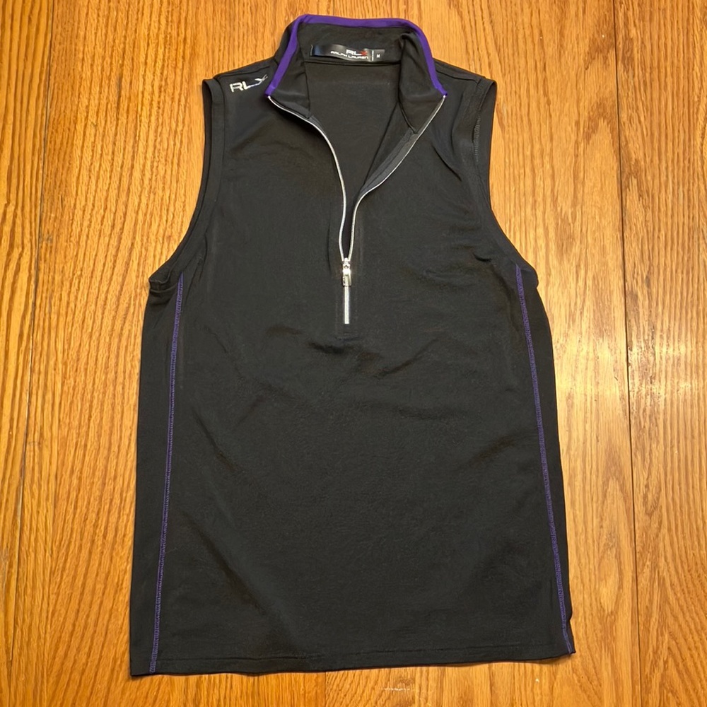 RLX Ralph Lauren Sleeveless Quarter Zip Black Top